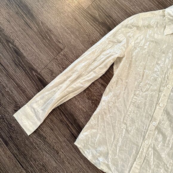 J. Crew Shimmer Champagne Button Up - Picture 2 of 8